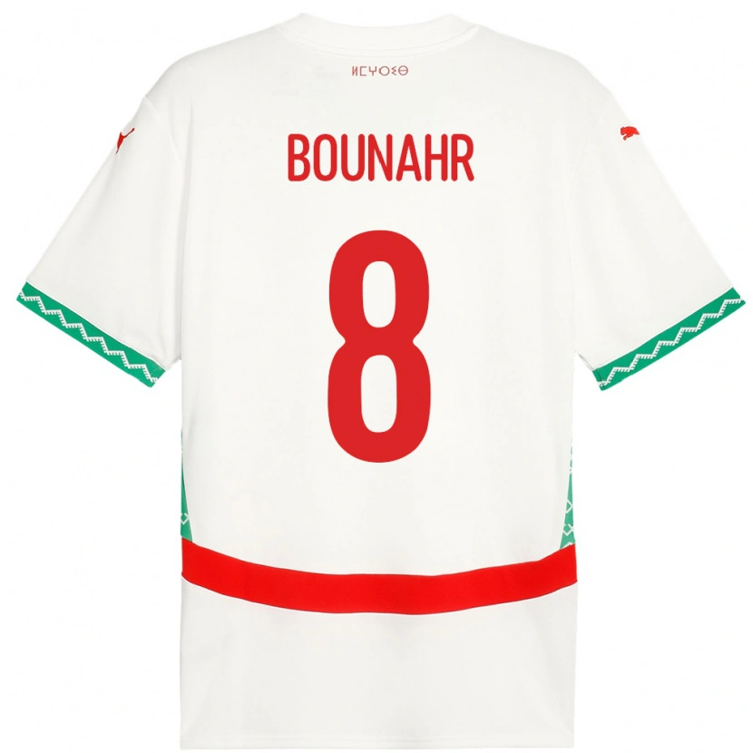 Danxen Donna Maglia Marocco Ilyas Bounahr #8 Bianco Kit Gara Away 24-26 Maglietta