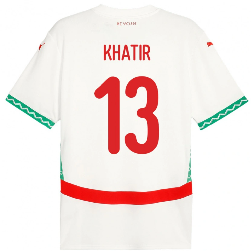 Danxen Donna Maglia Marocco Ahmed Khatir #13 Bianco Kit Gara Away 24-26 Maglietta