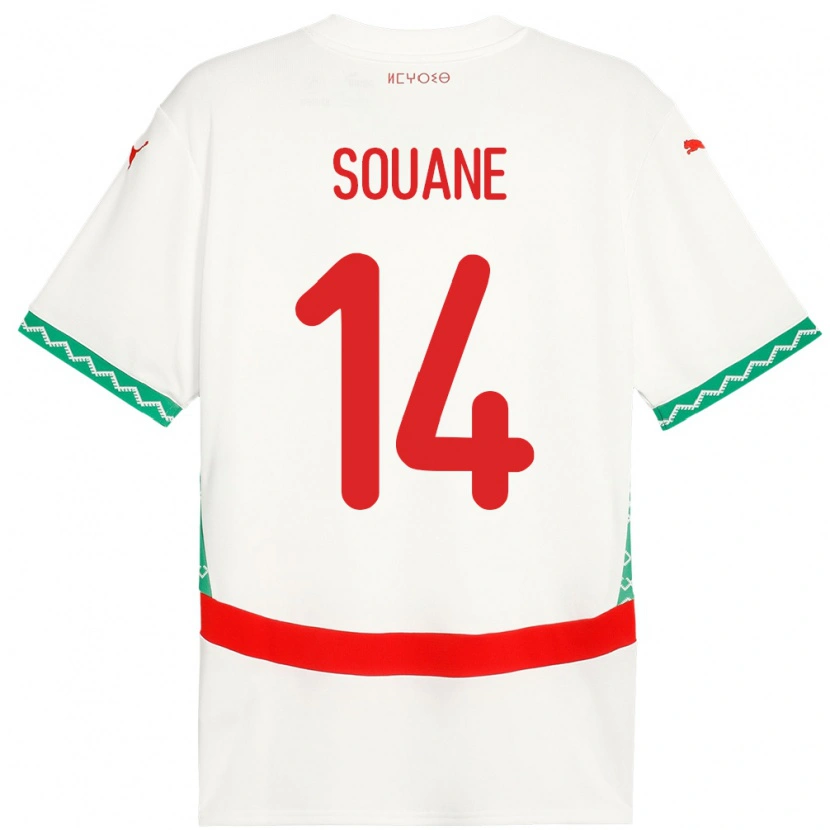 Danxen Donna Maglia Marocco Amine Souane #14 Bianco Kit Gara Away 24-26 Maglietta