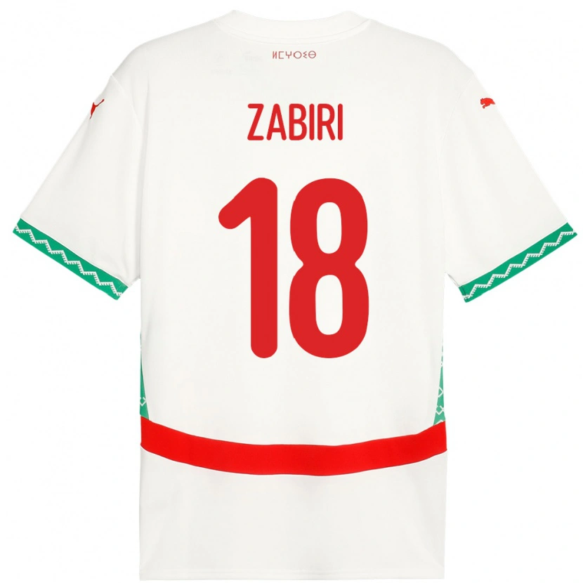 Danxen Donna Maglia Marocco Yassir Zabiri #18 Bianco Kit Gara Away 24-26 Maglietta