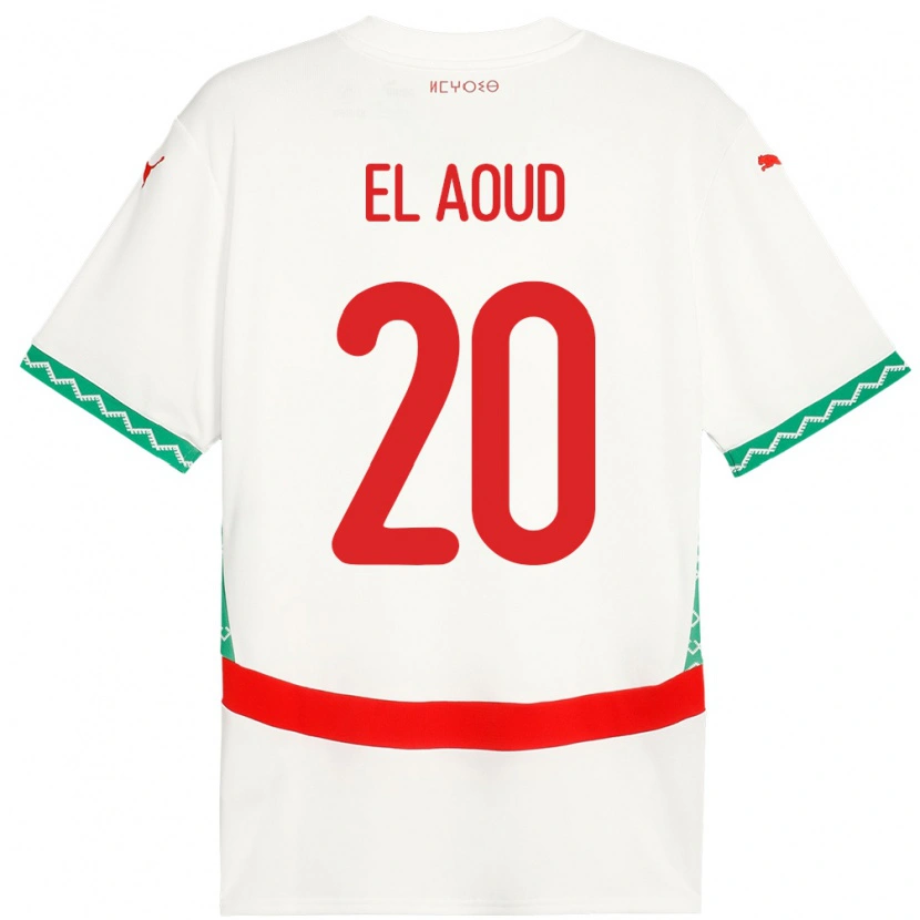 Danxen Donna Maglia Marocco Ismail El Aoud #20 Bianco Kit Gara Away 24-26 Maglietta