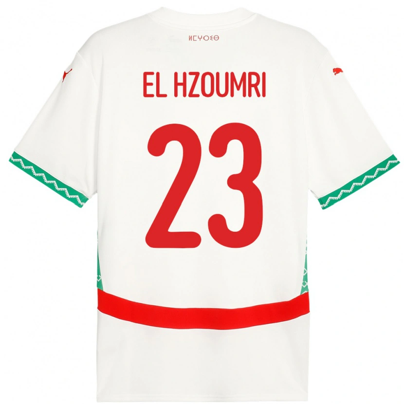 Danxen Donna Maglia Marocco Yahya El Hzoumri #23 Bianco Kit Gara Away 24-26 Maglietta