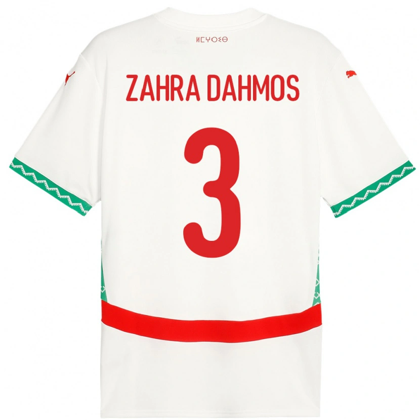 Danxen Donna Maglia Marocco Fatima Zahra Dahmos #3 Bianco Kit Gara Away 24-26 Maglietta