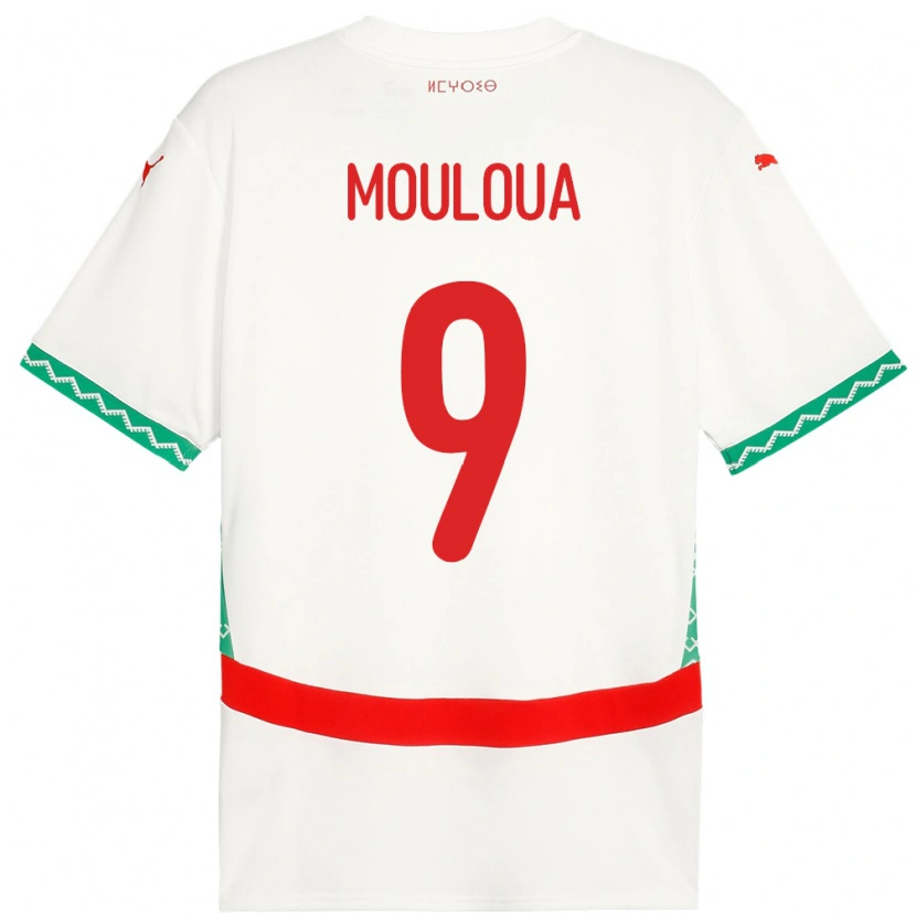 Danxen Donna Maglia Marocco Ayoub Mouloua #9 Bianco Kit Gara Away 24-26 Maglietta