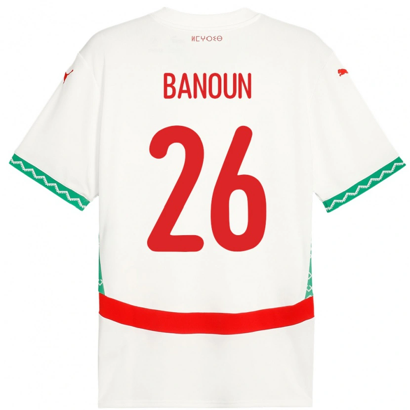 Danxen Donna Maglia Marocco Badr Banoun #26 Bianco Kit Gara Away 24-26 Maglietta