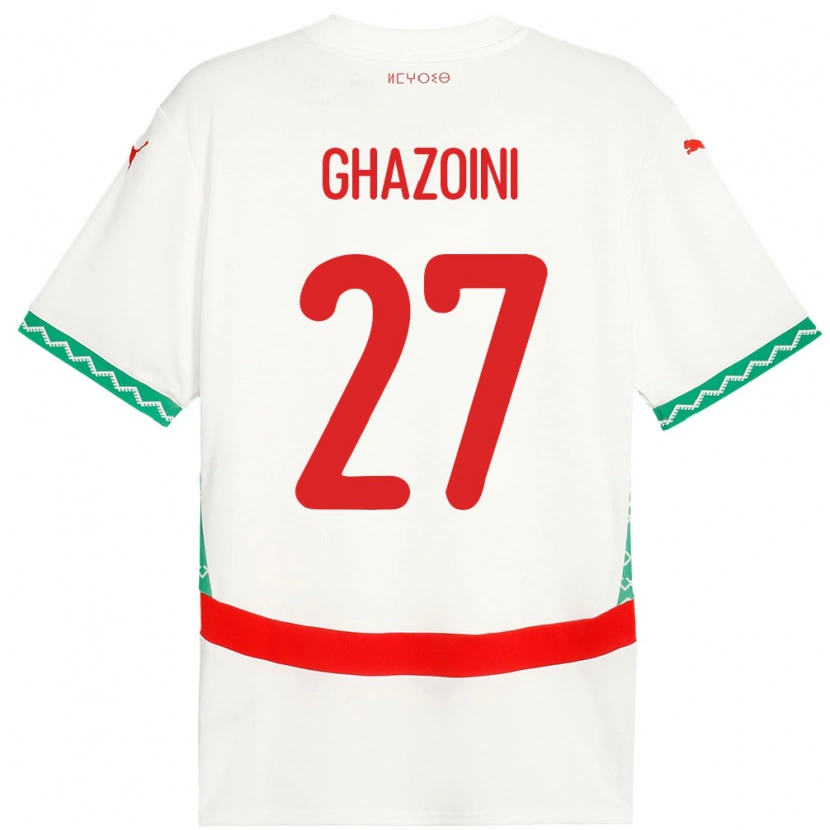 Danxen Donna Maglia Marocco Amine Ghazoini #27 Bianco Kit Gara Away 24-26 Maglietta
