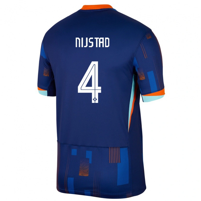 Danxen Donna Maglia Paesi Bassi Ruud Nijstad #4 Blu Kit Gara Away 24-26 Maglietta