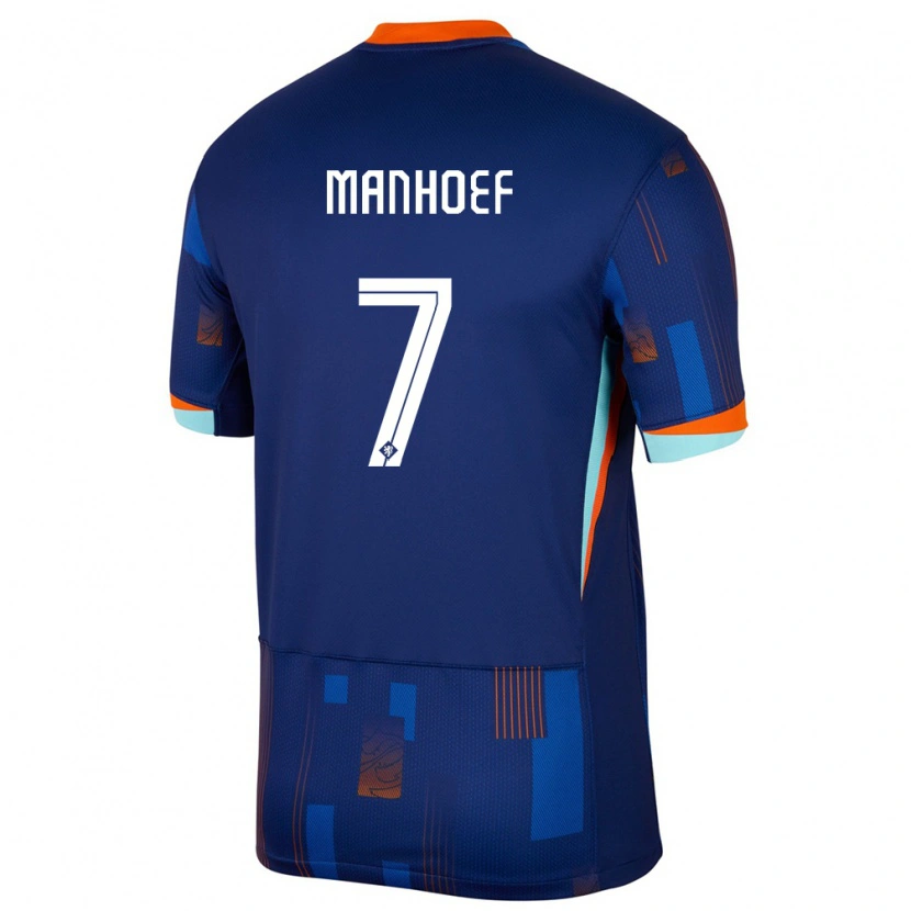 Danxen Donna Maglia Paesi Bassi Million Manhoef #7 Blu Kit Gara Away 24-26 Maglietta