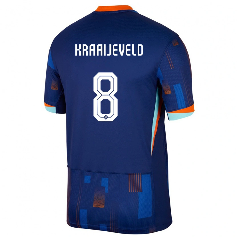 Danxen Donna Maglia Paesi Bassi Thijs Kraaijeveld #8 Blu Kit Gara Away 24-26 Maglietta