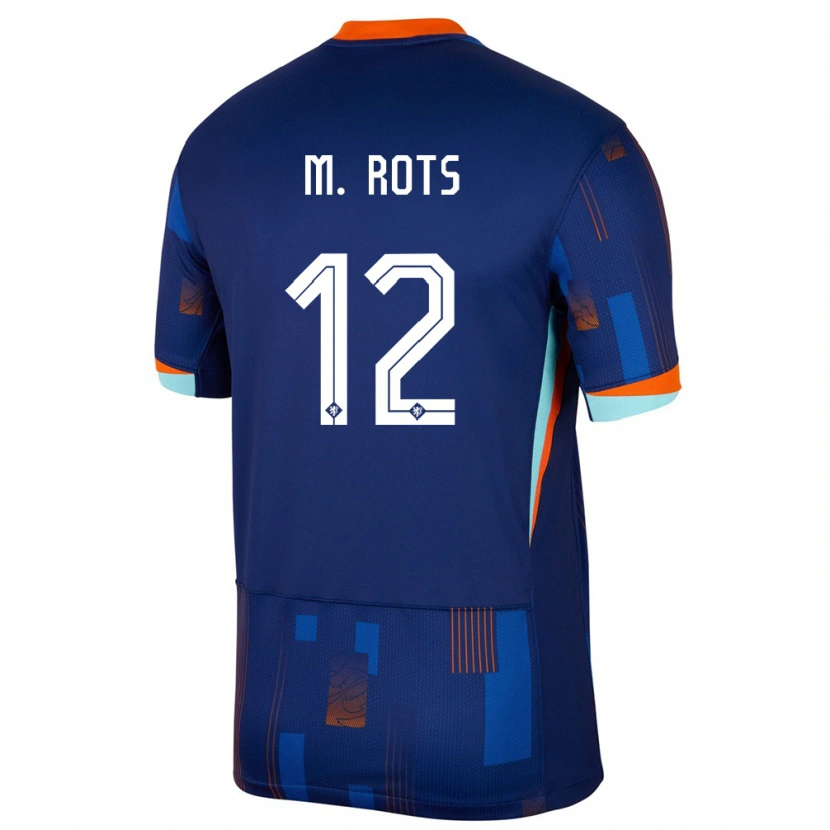 Danxen Donna Maglia Paesi Bassi Mats Rots #12 Blu Kit Gara Away 24-26 Maglietta