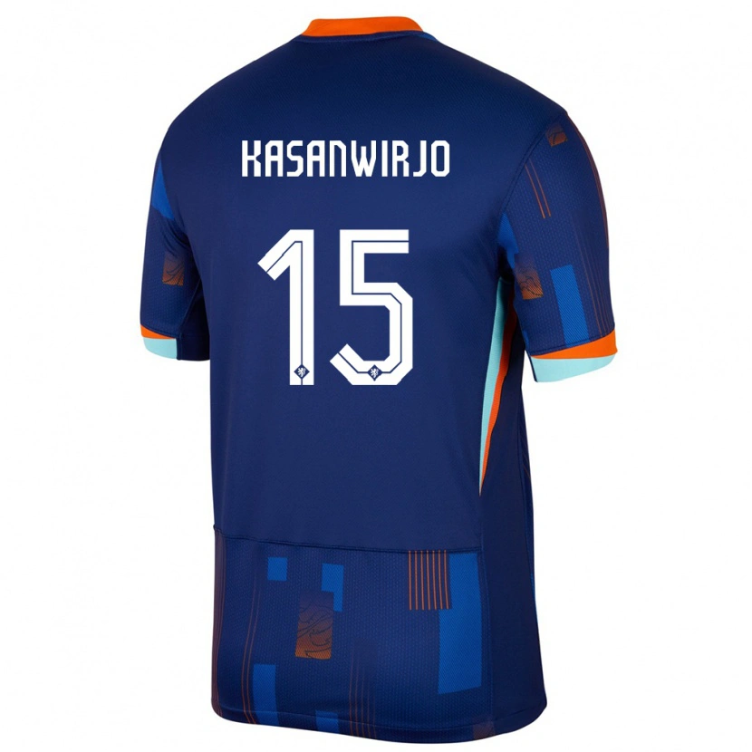 Danxen Donna Maglia Paesi Bassi Neraysho Kasanwirjo #15 Blu Kit Gara Away 24-26 Maglietta