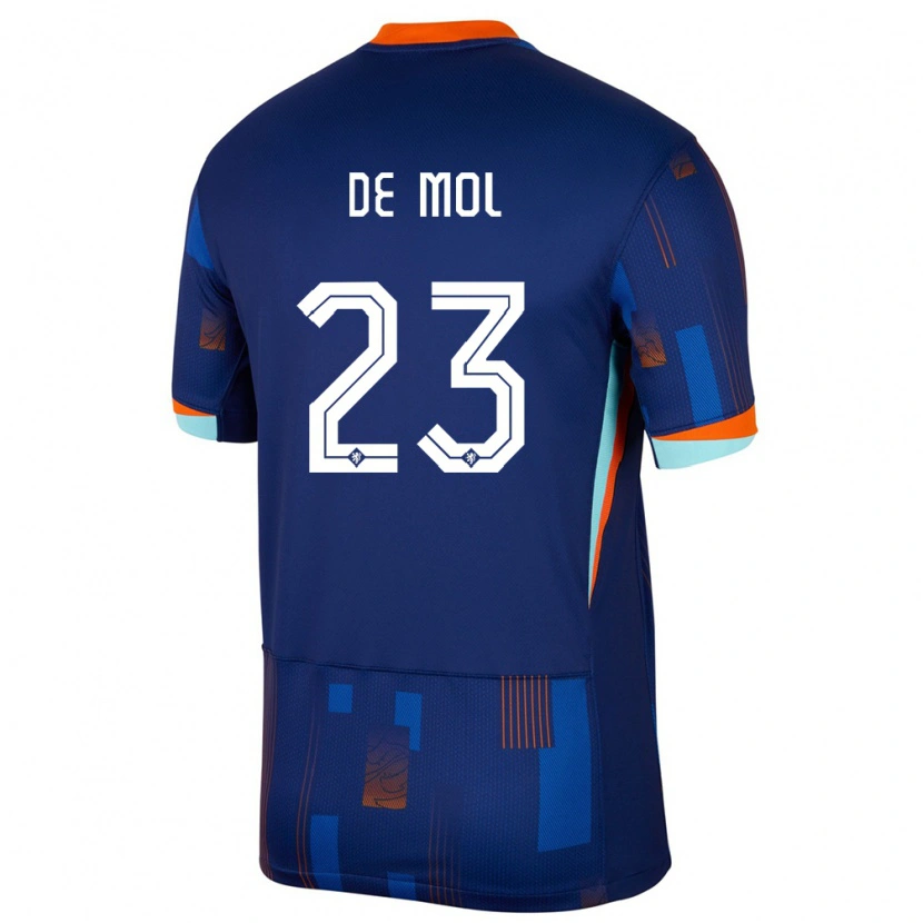 Danxen Donna Maglia Paesi Bassi Stenn De Mol #23 Blu Kit Gara Away 24-26 Maglietta