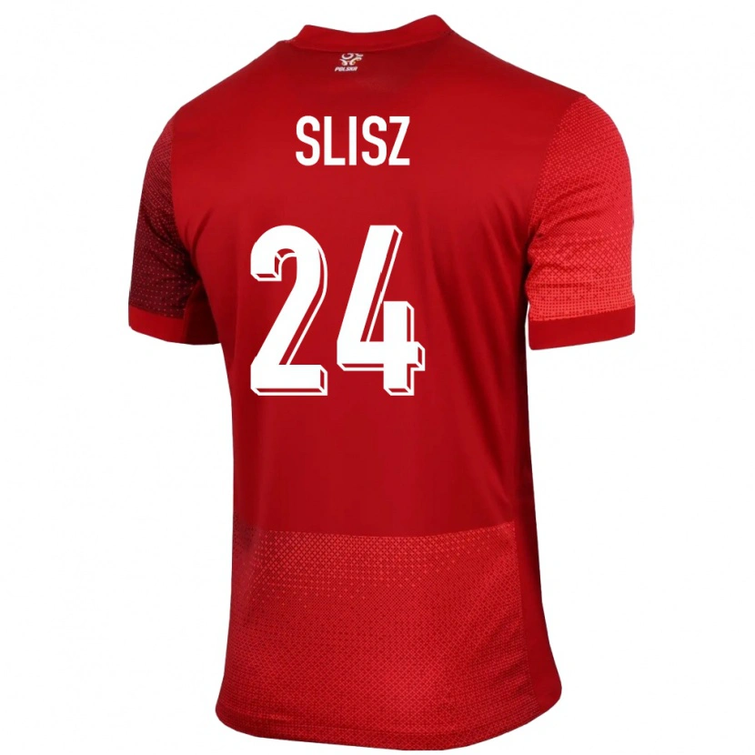 Danxen Donna Maglia Polonia Bartosz Slisz #24 Rosso Kit Gara Away 24-26 Maglietta