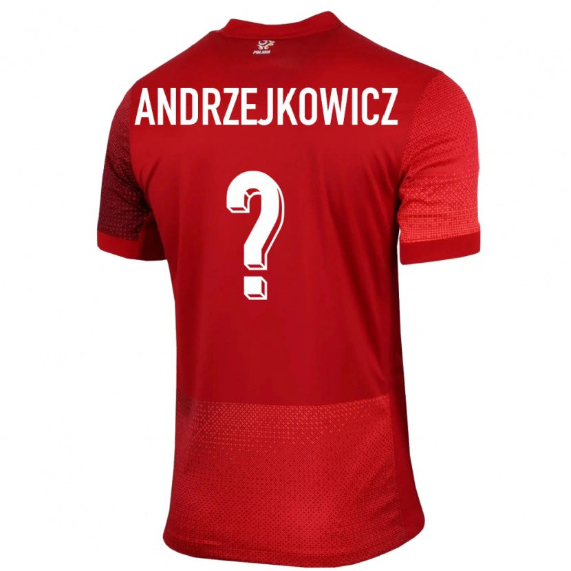 Danxen Donna Maglia Polonia Mateusz Andrzejkowicz #0 Rosso Kit Gara Away 24-26 Maglietta