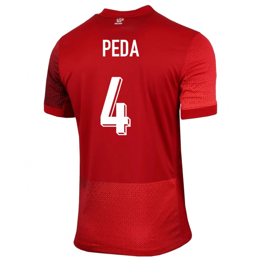 Danxen Donna Maglia Polonia Patryk Peda #4 Rosso Kit Gara Away 24-26 Maglietta