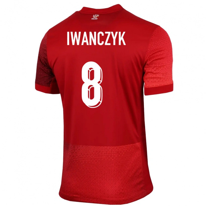 Danxen Donna Maglia Polonia Aleksander Iwanczyk #8 Rosso Kit Gara Away 24-26 Maglietta