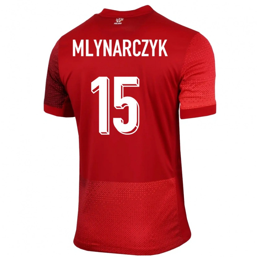 Danxen Donna Maglia Polonia Antoni Mlynarczyk #15 Rosso Kit Gara Away 24-26 Maglietta