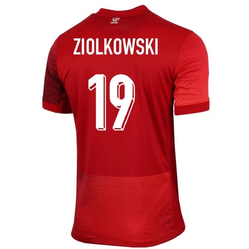 Danxen Donna Maglia Polonia Jan Ziolkowski #19 Rosso Kit Gara Away 24-26 Maglietta