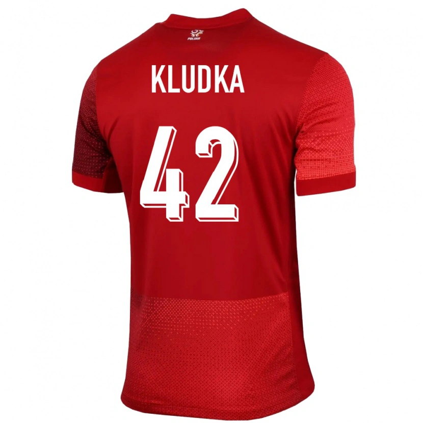 Danxen Donna Maglia Polonia Bartlomiej Kludka #42 Rosso Kit Gara Away 24-26 Maglietta