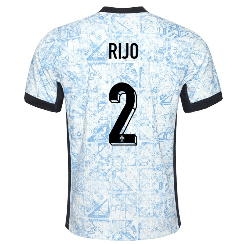 Danxen Donna Maglia Portogallo João Rijo #2 Crema Blu Kit Gara Away 24-26 Maglietta