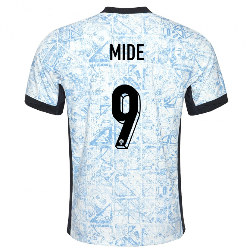 Danxen Donna Maglia Portogallo Mateus Mide #9 Crema Blu Kit Gara Away 24-26 Maglietta