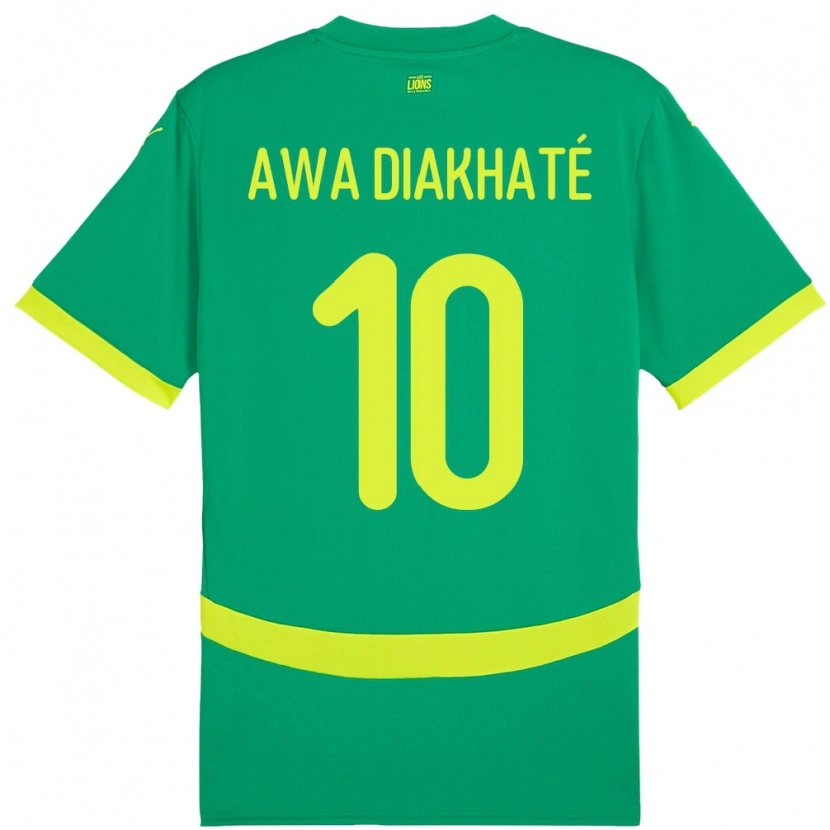 Danxen Donna Maglia Senegal Ndeye Awa Diakhate #10 Verde Kit Gara Away 24-26 Maglietta
