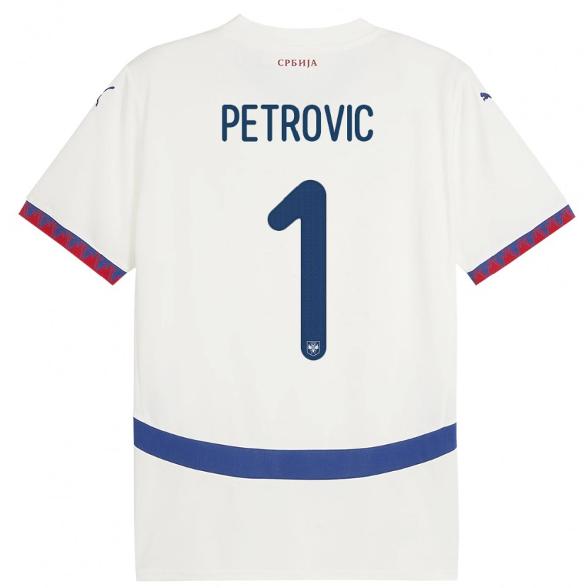 Danxen Donna Maglia Serbia Djordje Petrovic #1 Bianco Kit Gara Away 24-26 Maglietta
