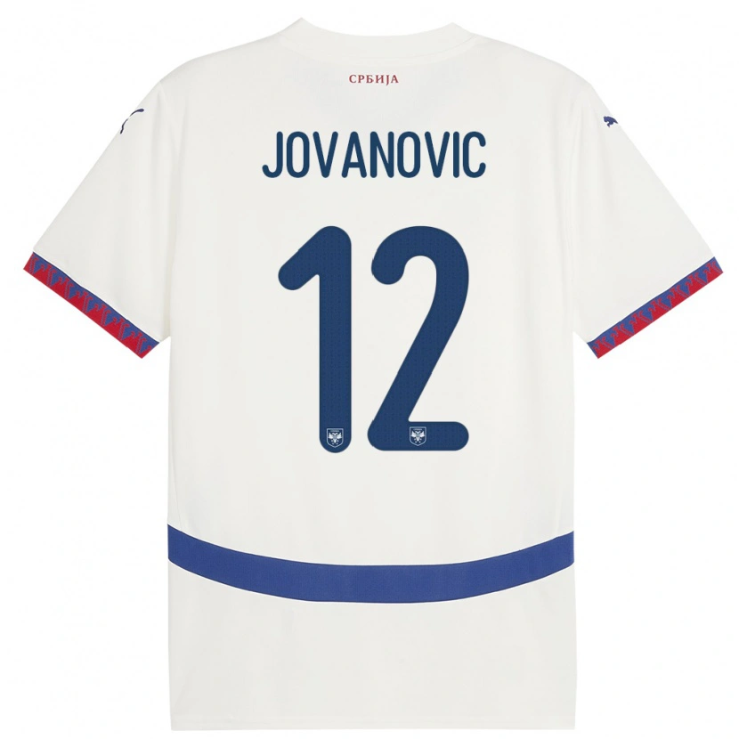 Danxen Donna Maglia Serbia Aleksandar Jovanovic #12 Bianco Kit Gara Away 24-26 Maglietta