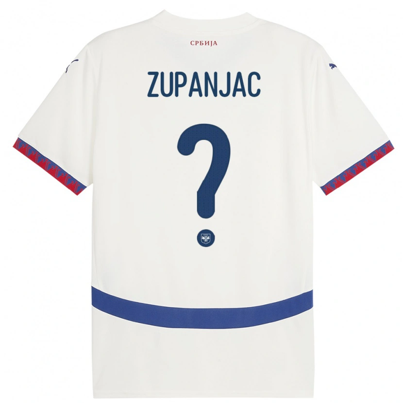 Danxen Donna Maglia Serbia Matija Zupanjac #0 Bianco Kit Gara Away 24-26 Maglietta