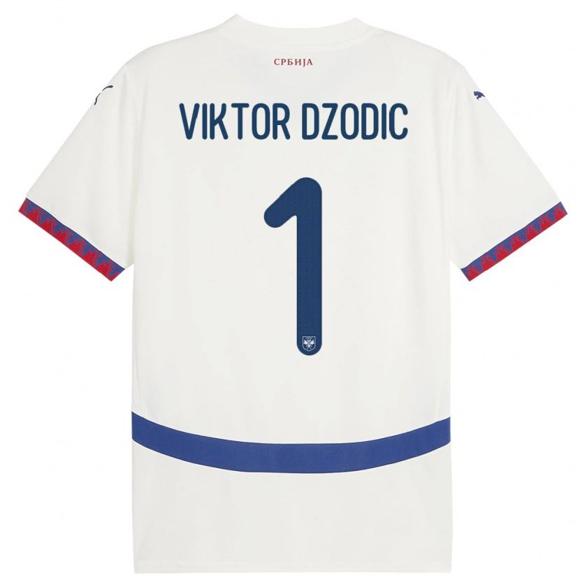 Danxen Donna Maglia Serbia Viktor Dzodic #1 Bianco Kit Gara Away 24-26 Maglietta