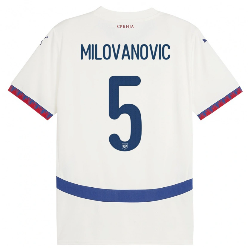 Danxen Donna Maglia Serbia Mateja Milovanovic #5 Bianco Kit Gara Away 24-26 Maglietta