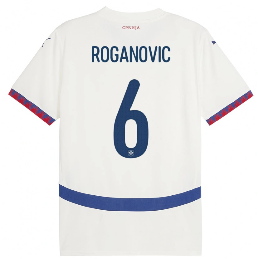 Danxen Donna Maglia Serbia Vuk Roganovic #6 Bianco Kit Gara Away 24-26 Maglietta