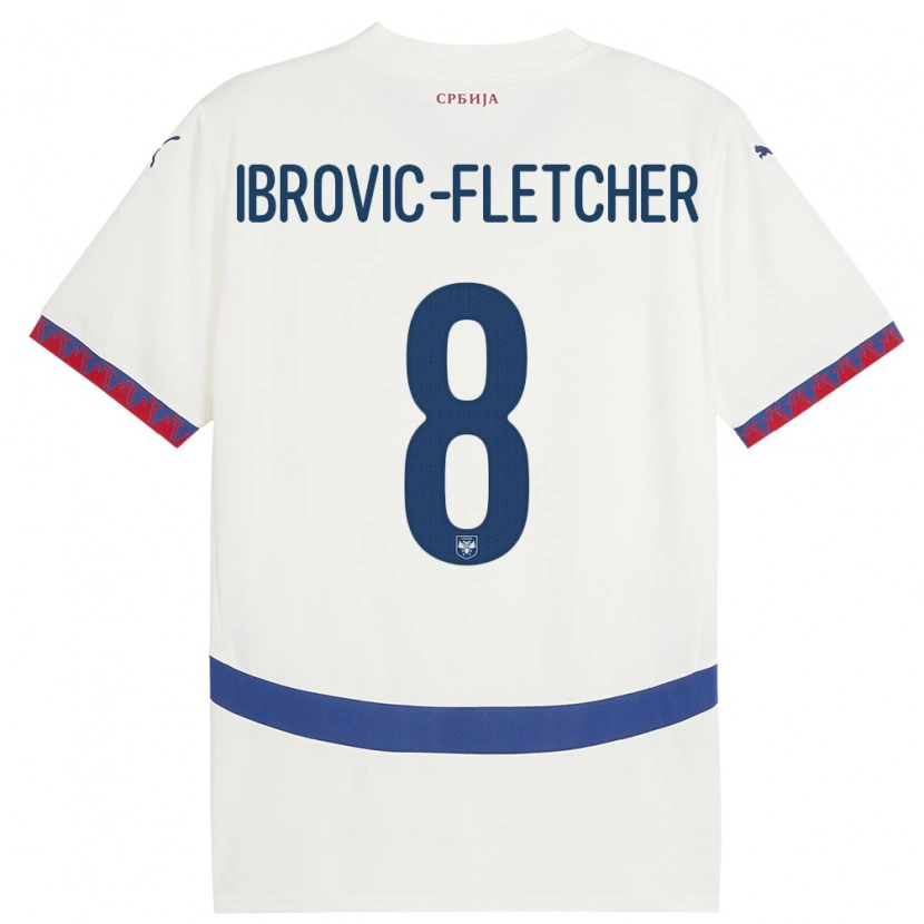 Danxen Donna Maglia Serbia Edward Ibrovic-Fletcher #8 Bianco Kit Gara Away 24-26 Maglietta