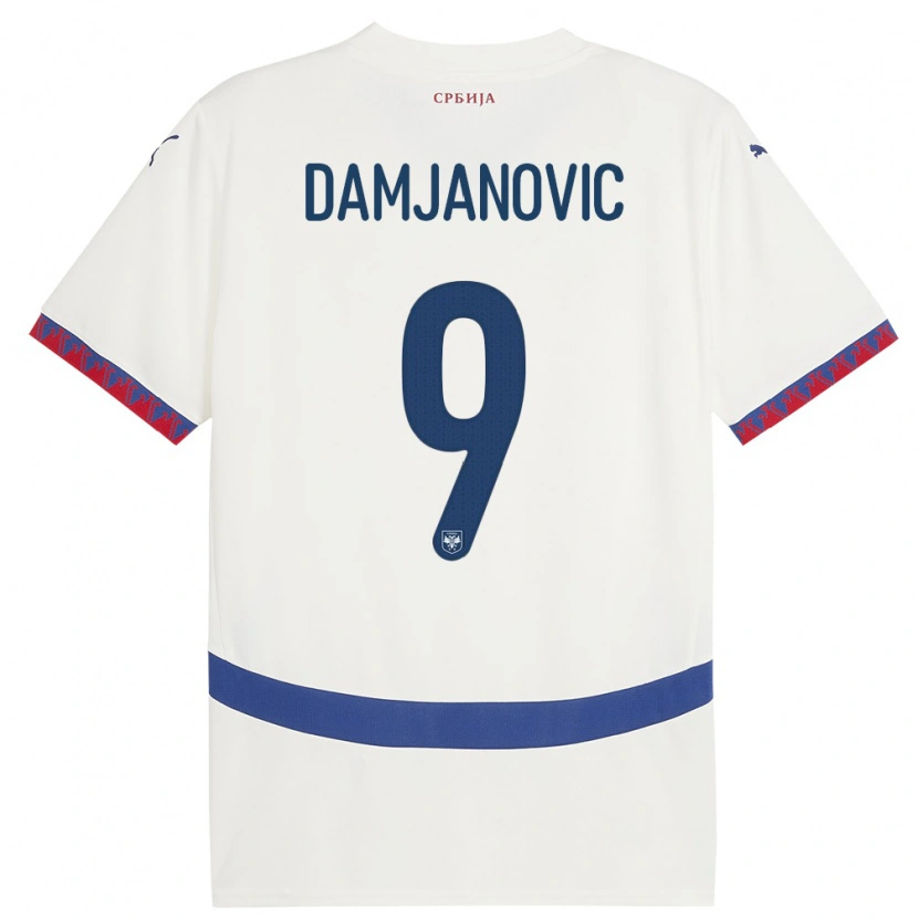 Danxen Donna Maglia Serbia Aleksa Damjanovic #9 Bianco Kit Gara Away 24-26 Maglietta