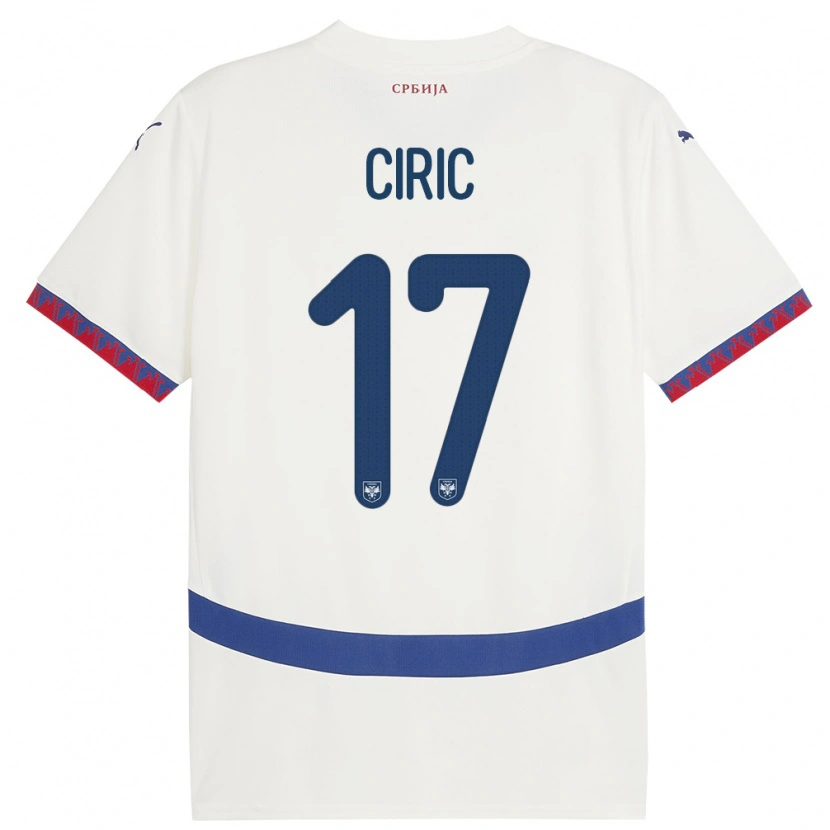 Danxen Donna Maglia Serbia Jovan Ciric #17 Bianco Kit Gara Away 24-26 Maglietta