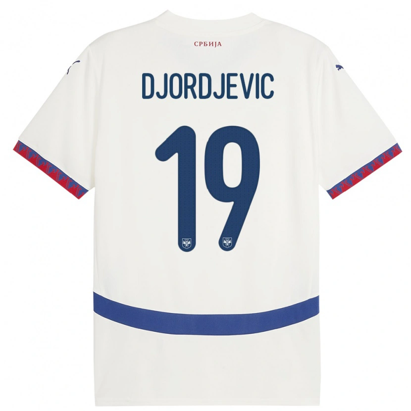 Danxen Donna Maglia Serbia Luka Djordjevic #19 Bianco Kit Gara Away 24-26 Maglietta
