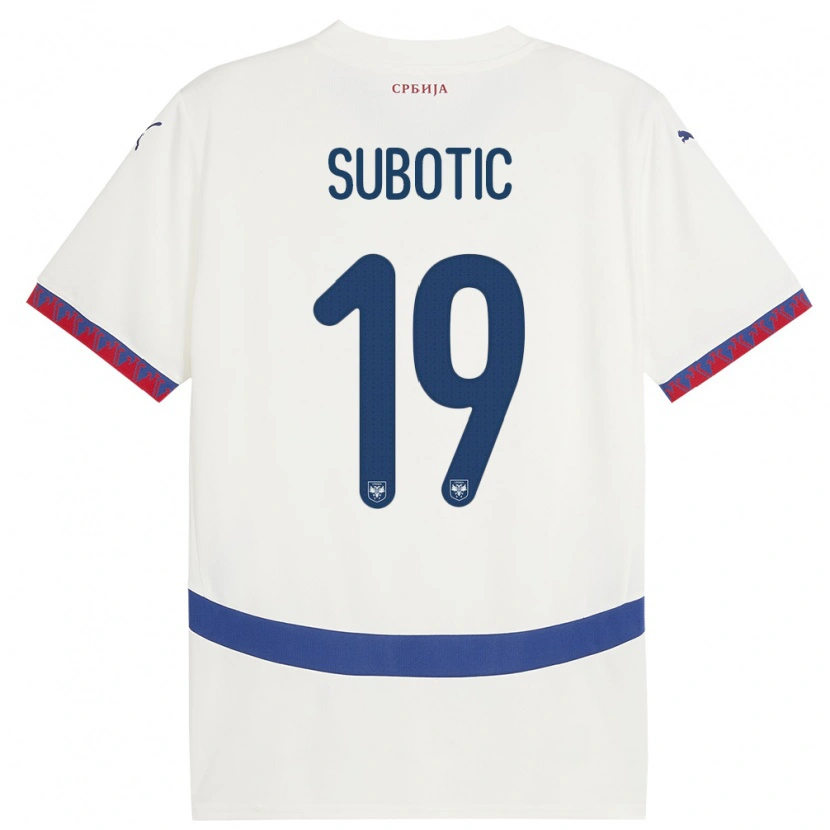 Danxen Donna Maglia Serbia Vasilije Subotic #19 Bianco Kit Gara Away 24-26 Maglietta