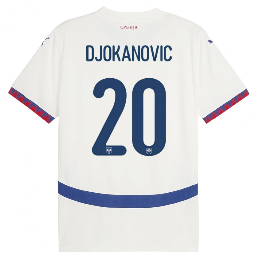 Danxen Donna Maglia Serbia Damjan Djokanovic #20 Bianco Kit Gara Away 24-26 Maglietta