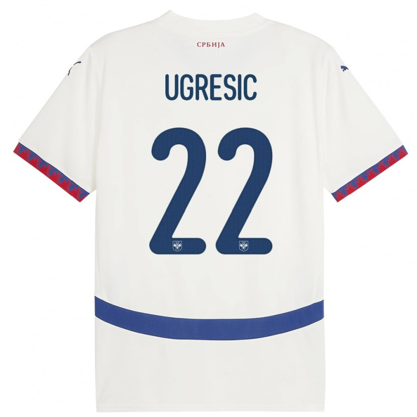 Danxen Donna Maglia Serbia Ognjen Ugresic #22 Bianco Kit Gara Away 24-26 Maglietta