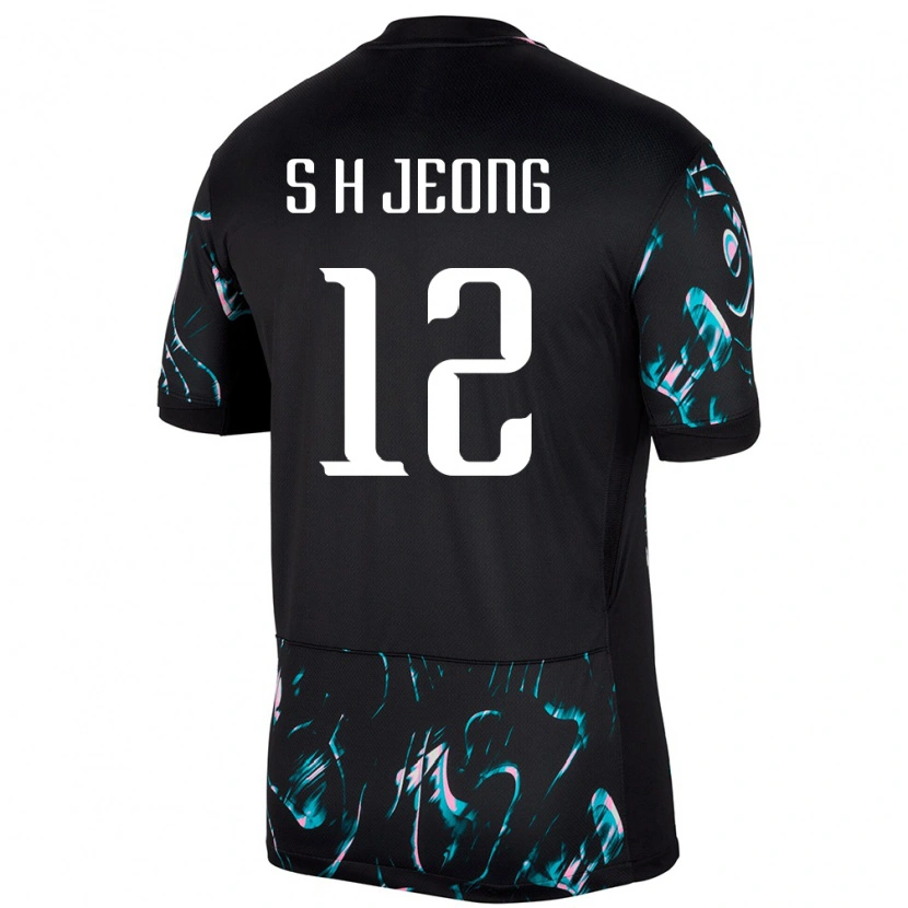 Danxen Donna Maglia Corea Del Sud Su-Ho Jeong #12 Nero Kit Gara Away 24-26 Maglietta