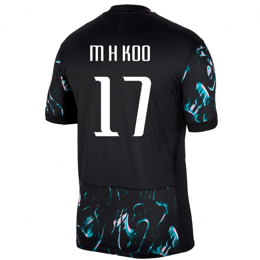 Danxen Donna Maglia Corea Del Sud Hun-Min Koo #17 Nero Kit Gara Away 24-26 Maglietta