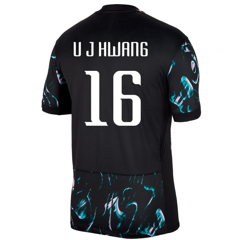 Danxen Donna Maglia Corea Del Sud Ui-Jo Hwang #16 Nero Kit Gara Away 24-26 Maglietta