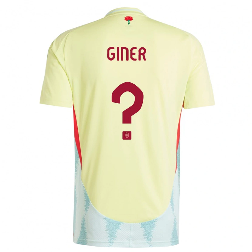 Danxen Donna Maglia Spagna Hugo Giner #0 Giallo Kit Gara Away 24-26 Maglietta