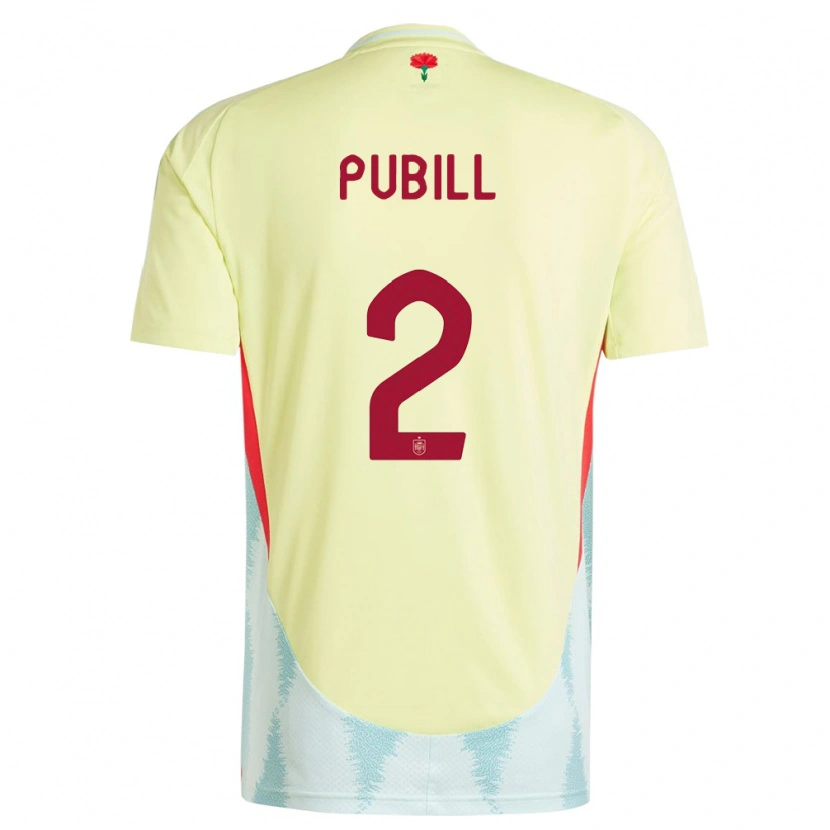 Danxen Donna Maglia Spagna Marc Pubill #2 Giallo Kit Gara Away 24-26 Maglietta