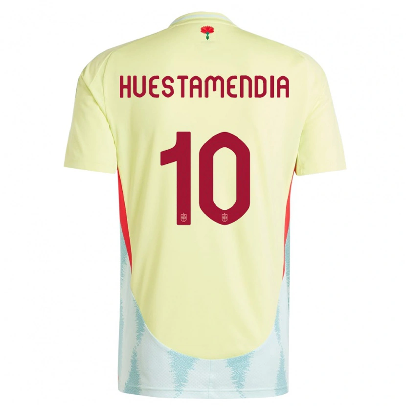 Danxen Donna Maglia Spagna Peio Huestamendia #10 Giallo Kit Gara Away 24-26 Maglietta