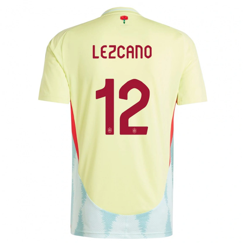 Danxen Donna Maglia Spagna Álvaro Lezcano #12 Giallo Kit Gara Away 24-26 Maglietta