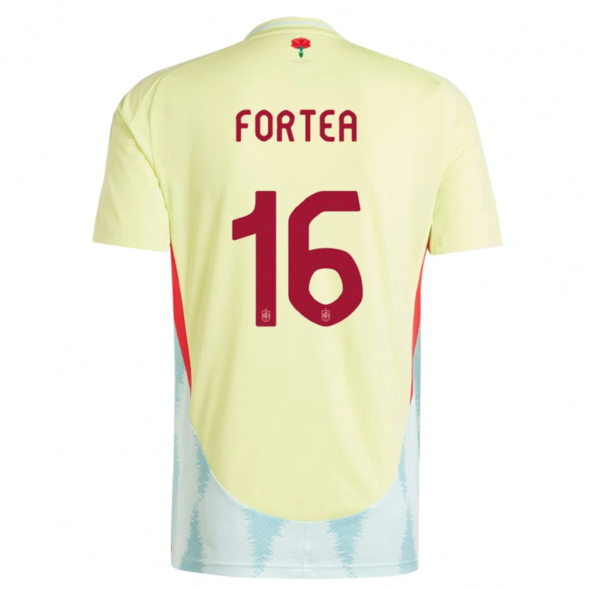 Danxen Donna Maglia Spagna Jesús Fortea #16 Giallo Kit Gara Away 24-26 Maglietta