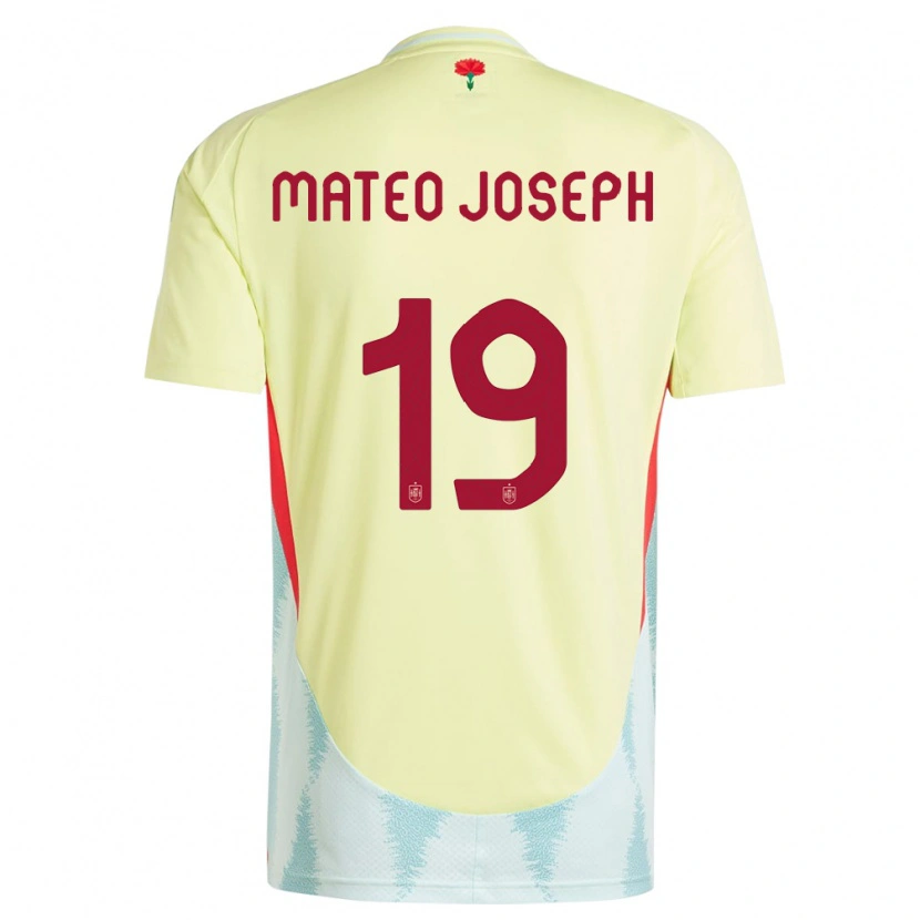 Danxen Donna Maglia Spagna Mateo Joseph #19 Giallo Kit Gara Away 24-26 Maglietta