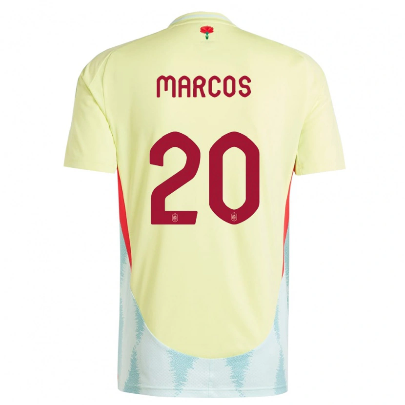 Danxen Donna Maglia Spagna Óscar Marcos #20 Giallo Kit Gara Away 24-26 Maglietta