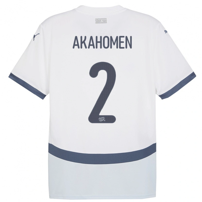 Danxen Donna Maglia Svizzera Marvin Akahomen #2 Bianco Kit Gara Away 24-26 Maglietta